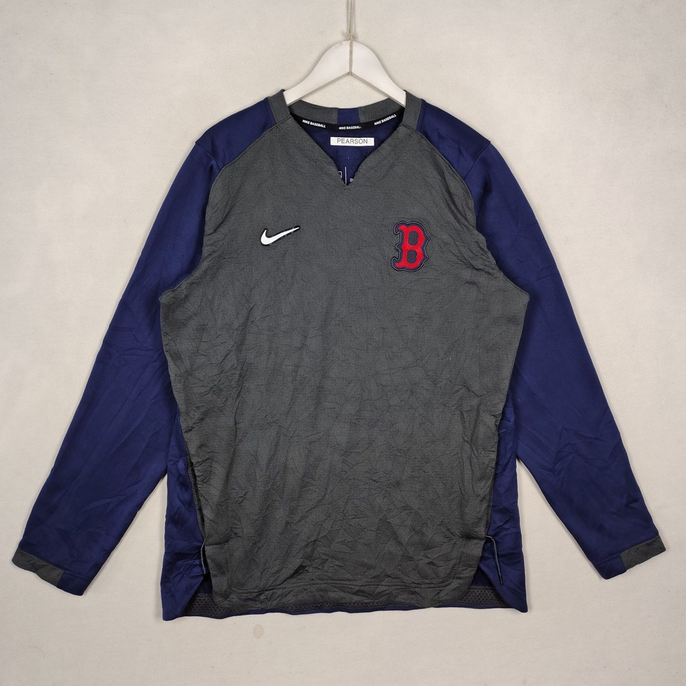 Nike Boston Red Sox MLB Authentic Collection Dri-FIT Pullover Large Grey Navy